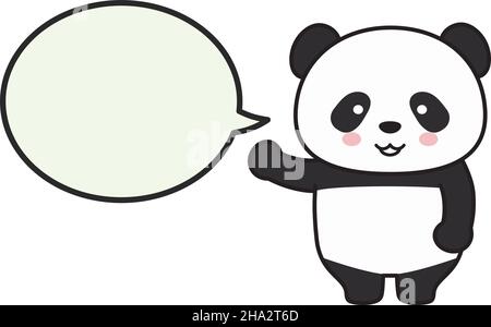 Panda spricht mit jemandem mit einer Sprechblase. Vektordarstellung isoliert auf weißem Hintergrund. Stock Vektor