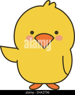 Chick stellt etwas vor. Vektordarstellung isoliert auf weißem Hintergrund. Stock Vektor