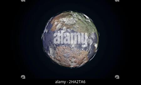 Abstrakte Animation der Oberfläche mit Wolken auf dem Planeten Erde. Animation. 3D Oberfläche des Planeten Erde mit Atmosphäre, Wolkenströmen und Landrelief mit Wat Stockfoto