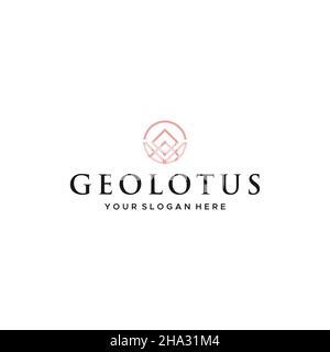 Minimalistisches, einfaches Design mit GEO LOTUS Logo Stock Vektor