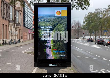 Plakatwand Shell In Amsterdam Niederlande 9-12-2021 Stockfoto