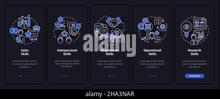 Fähigkeiten für Großhändler, die die mobile App-Seite „Onboarding“ aufrufen Stock Vektor