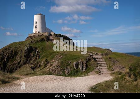 Großbritannien, Wales, Anglesey, Llanddwyn Island, Ynys Llanddwyn, Leuchtturm von Tŵr Bach Stockfoto