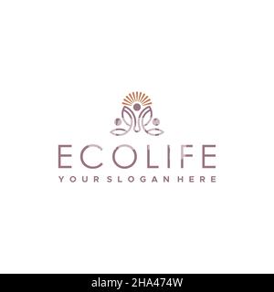 Modernes, flaches ECO LIFE Logo-Design mit Buchstabenzeichen Stock Vektor