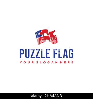 Modernes, flaches, farbenfrohes PUZZLE CARE Logo-Design Stock Vektor