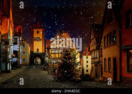 Winter in rothenburg ob der tauber, deutschland Stockfoto