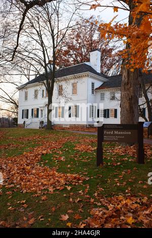 Das im georgischen Stil gehaltene Ford Mansion war von Dezember 1779 bis Juni 1780 während des amerikanischen Revolutionskrieges das Hauptquartier von George Washington.Morristown.New Jersey.USA Stockfoto