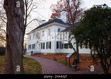 Das im georgischen Stil gehaltene Ford Mansion war von Dezember 1779 bis Juni 1780 während des amerikanischen Revolutionskrieges das Hauptquartier von George Washington.Morristown.New Jersey.USA Stockfoto