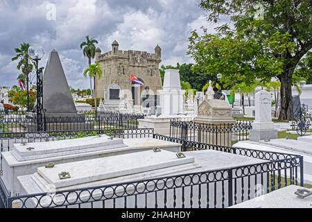 Santa Ifigenia Friedhof mit letzten Ruhestätten berühmter Kubaner wie Fidel Casto und José Martí in Santiago de Cuba auf der Insel Kuba, Karibik Stockfoto