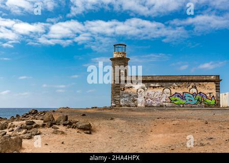 Alter Leuchtturm, faro de punta pechiguera, playa blanca, lanzarote, Kanaren, kanarische Inseln, spanien, europa Stockfoto