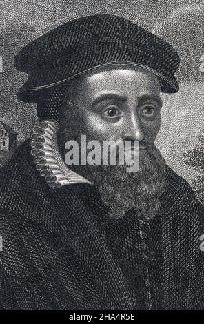 Antiker Stich von Peter Martyr d'Anghiera aus dem Jahr 1816. Peter Martyr d'Anghiera (1457-1526) war ein italienischer Historiker im Dienste Spaniens während des Zeitalters der Erforschung. QUELLE: ORIGINALGRAVUR Stockfoto