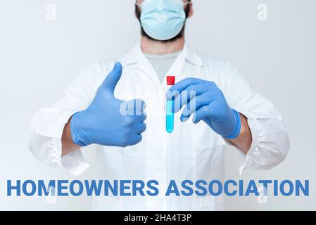 Schreiben Anzeige Text Homeowners Association. Business Idea Organisation mit Gebühr für die Pflege von Gated Community Doctor Analyse der neuen Medizin Stockfoto