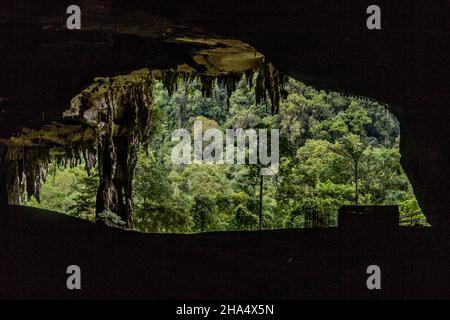 Eingang zur Großen Höhle im Niah Nationalpark, Malaysia Stockfoto