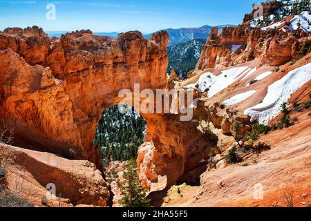 Natural Bridge ist einer von mehreren natürlichen Bögen im Bryce Canyon und schafft eine wunderschöne Szene an diesem Aussichtspunkt, dem Bryce Canyon National Park, Utah Stockfoto