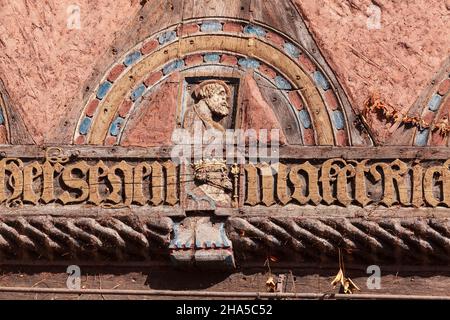 Alte Fachwerkbalken, historische Hausfassade in der Altstadt, lüneburg, niedersachsen, deutschland, europa Stockfoto