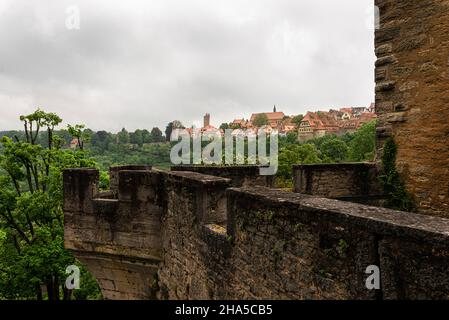 Blick auf rothenburg ob der tauber von der Stadtmauer Stockfoto