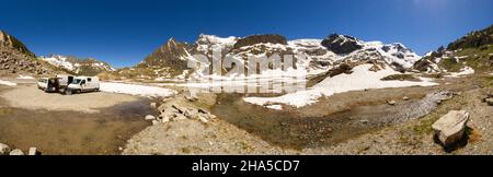 VAN Leben auf dem Steingletscher, dem sustenpass, Uri, Berner Oberland, Schweiz, Europa Stockfoto