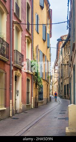 Gasse in perpignan. Stockfoto