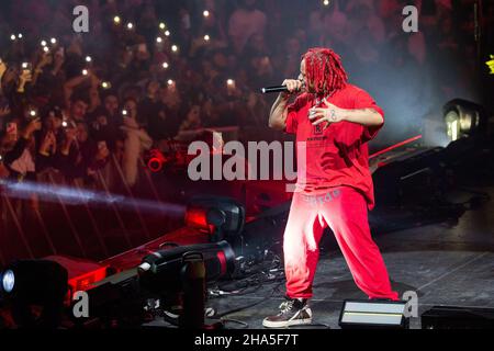 Chicago, USA. 09th Dez 2021. Trippie REDD (Michael Lamar White II) während der Veröffentlichung des Juice WRLD Day 'Fighting Demons' Albums am 9. Dezember 2021 im United Center in Chicago, Illinois (Foto von Daniel DeSlover/Sipa USA) Quelle: SIPA USA/Alamy Live News Stockfoto