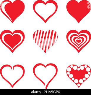 Sammlung von roten Herzen, Vektor-Illustration Stock Vektor