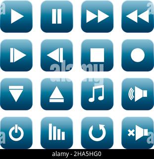 Media Player-Symbole eingestellt, Vektordarstellung Stock Vektor