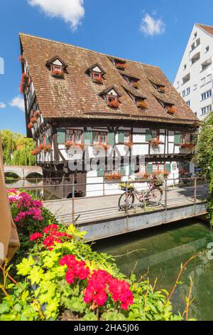 Hotel 'Schiefes haus' an der blau,fischerviertel,ulm,baden-württemberg,deutschland Stockfoto