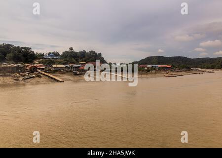 Pfahlbauten im Dorf Bako, Sarawak, Malaysia Stockfoto