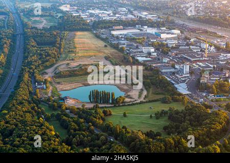 köln von oben über Zeppelin am frühen Morgen kurz nach Sonnenaufgang gefangen. köln, Nordrhein-westfalen, deutschland Stockfoto