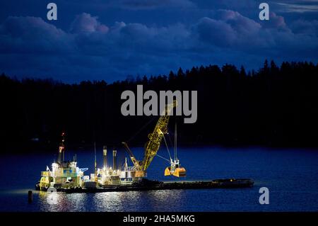 europa, skandinavien, finnland, helsinki, vuosaari, Hafen, Abend, Bagger Stockfoto