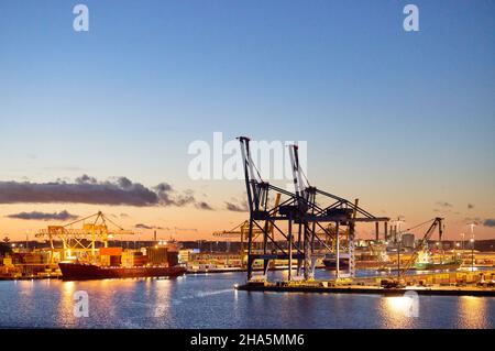 europa, skandinavien, finnland, helsinki, vuosaari, Hafen, Abend, Container Stockfoto