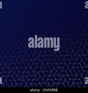 Abstraktes geometrisches Muster aus Dreiecken auf dunkelblauem Hintergrund. Abstrakter, dreieckiger Rahmen, geometrischer Hintergrund. Stockfoto