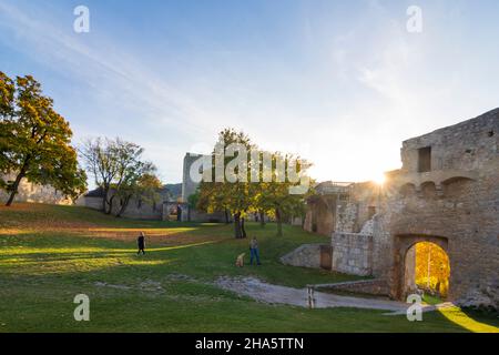 hainburg an der donau,Burgruine auf dem schlossberg in donau,niederösterreich / niederösterreich,österreich Stockfoto