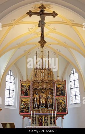 Altar der Jakobskirche, Rabenden bei Altenmarkt, Chiemgau, Oberbayern, Bayern, Deutschland Stockfoto