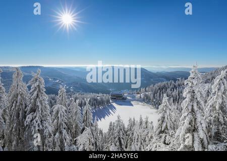 Mummelseehotel am mummelsee im Winter, Schwarzwald, baden-württemberg, deutschland Stockfoto