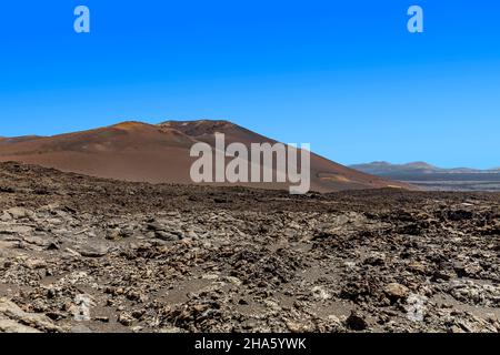 Vulkanlandschaft, nationalpark timanfaya, parque nacional de timanfaya, montanas del fuego, lanzarote, Kanaren, kanarische Inseln, spanien, europa Stockfoto