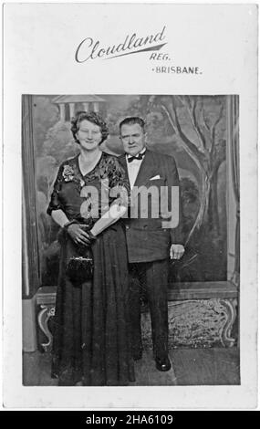 Foto eines älteren Paares im Cloudland Ballroom in Brisbane, Australien, um 1950. McKechnie Kollektion für die Familie. Stockfoto