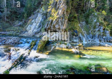 deutschland, bayern, oberbayern, oberland, saulgrub, Bezirksachele, ammerschlucht, scheibum-Felsdurchbruch Stockfoto