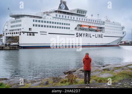 smyril-Line, Fähre in torshavn, Hauptstadt der färöer-Inseln, insel streymoy, autonomer Archipel, dänemark Stockfoto