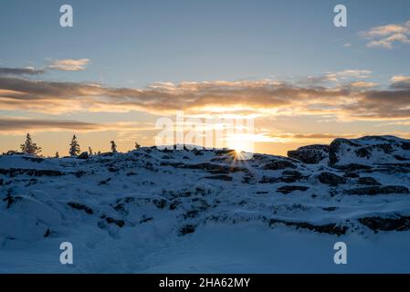 Sonnenuntergang auf dem särkitunturi, Berg bei muonio, lappland, finnland Stockfoto