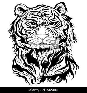 Tiger stilisierte Silhouette des Symbols des neuen Jahres 2021. Stock Vektor