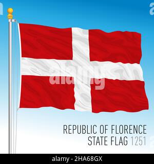 Historische Staatsflagge der Republik Florenz, 1251, Vektorgrafik Stock Vektor