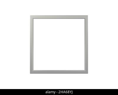 Quadratisch isoliert auf weißem Hintergrund. Quadratischer Metallrahmen. 3D Abbildung. Stockfoto