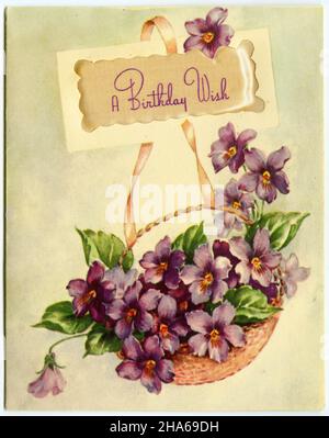 Retro-Design einer Geburtstagskarte featurig ein Blumenstrauß, um 1940 Stockfoto