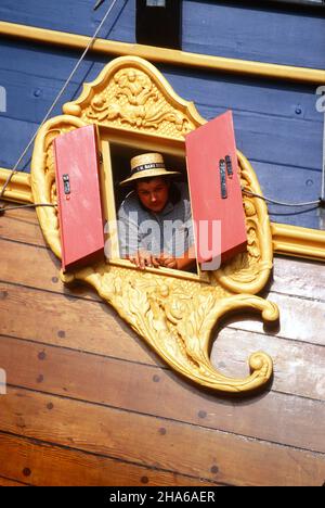 HMB Endeavour, eine Reproduktion des Schiffes, das Captain James Cook während seiner zweiten Reise durch den Pazifischen Ozean benutzt hat. Stockfoto