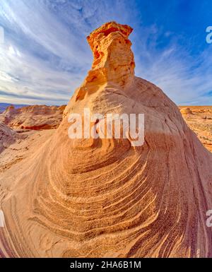 Nahaufnahme einer Formation namens Beehive Rock in einem Gebiet des Glen Canyon Recreation Area Arizona, genannt New Wave. Es liegt in der Nähe des Beehive Campgrounds. Stockfoto