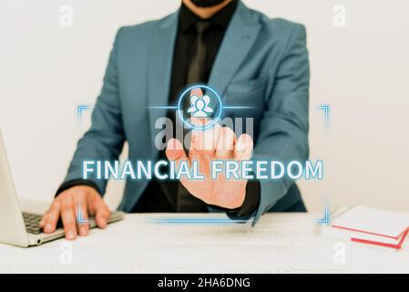 Konzeptionelle Bildunterschrift finanzielle Freiheit. Business Showcase Geld frei von Sorgen, wenn es um den Cashflow geht Remote Office Work Online-Präsentation Stockfoto