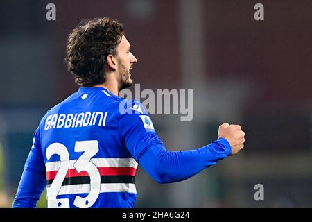 Genua, Italien. 10th Dez 2021. Manolo Gabbiadini (Sampdoria) während des italienischen "Serie A"-Spiels zwischen Genua 1-3 Sampdoria im Luigi Ferraris Stadion am 10. Dezember 2021 in Genua, Italien. Quelle: Maurizio Borsari/AFLO/Alamy Live News Stockfoto