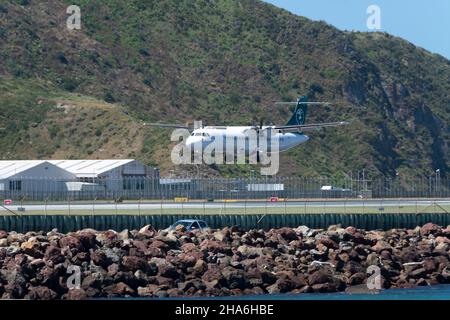 Aerospatialle ATR 72-500, Air New Zealand, ZK-MCO, Flughafen Wellington, North Island, Neuseeland Stockfoto