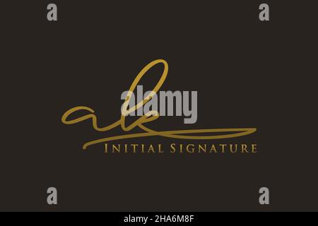 AK Letter Signature Logo Template Elegantes Design-Logo. Handgezeichnete Kalligraphie Schriftzug Vektor Illustration. Stock Vektor