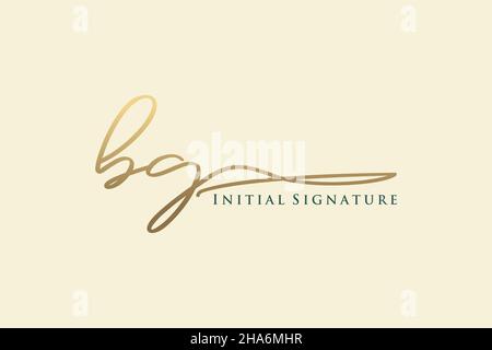 BG Brief Unterschrift Logo Vorlage Elegantes Design-Logo. Handgezeichnete Kalligraphie Schriftzug Vektor Illustration. Stock Vektor
